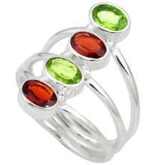 Sterling silver peridot and garnet ring