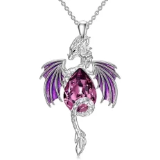 Purple crystal dragon pendant