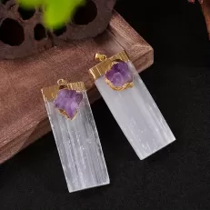 Selenite & Amethyst Pendant