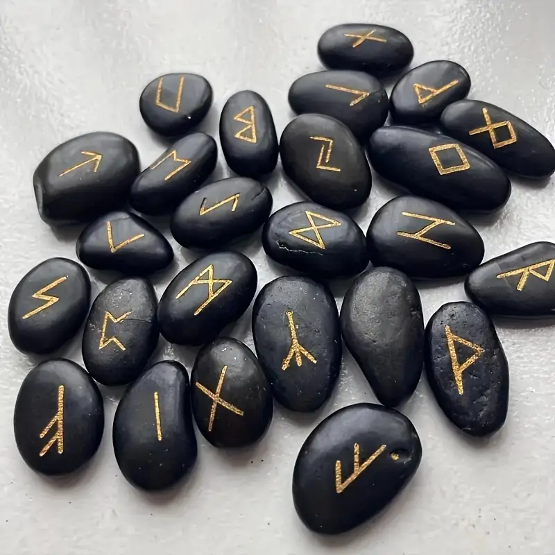Indigo Runes Runes - Black Stone Pebbles - Indigo Dragon