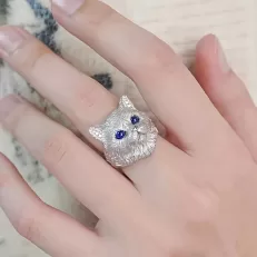 adjustable blue cat ring