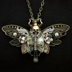 boho moth necklace