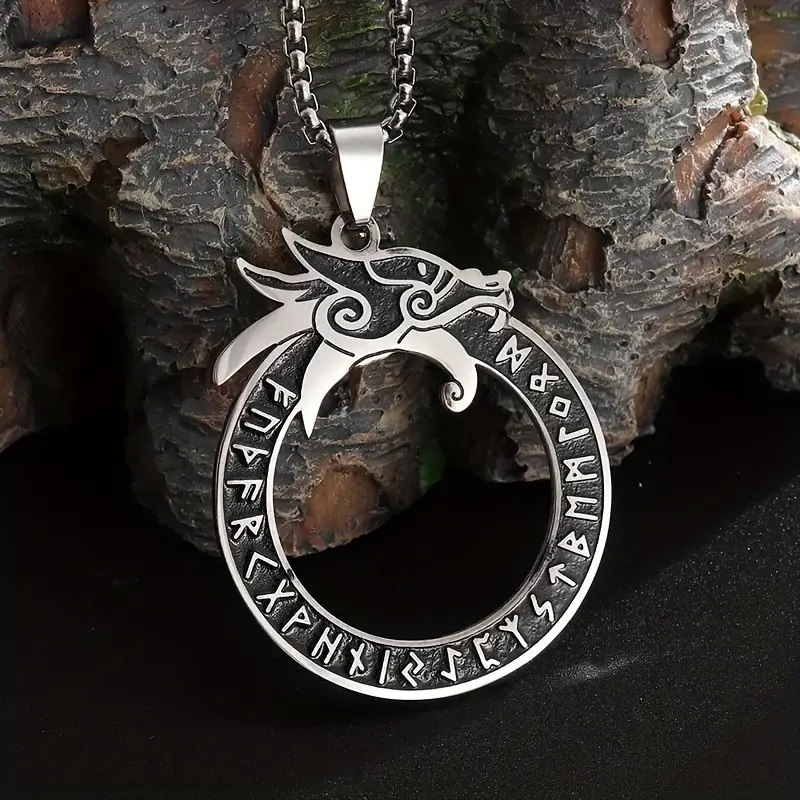 Dragón Inscription Dragon Pendant With Runic Inscriptions - Indigo Dragon
