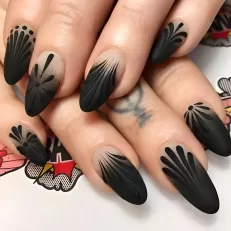 black frosted press on nails